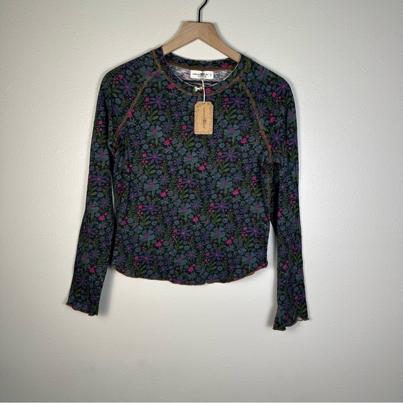 NWT NATURAL LIFE Boho Lily Floral Cotton Long Sleeve Tee Shirt - Picture 3 of 7